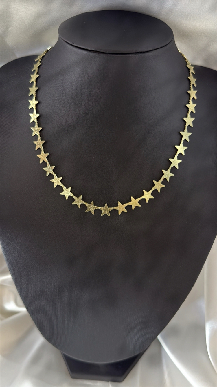 Gold Pul Sıralı Yıldız Kolye