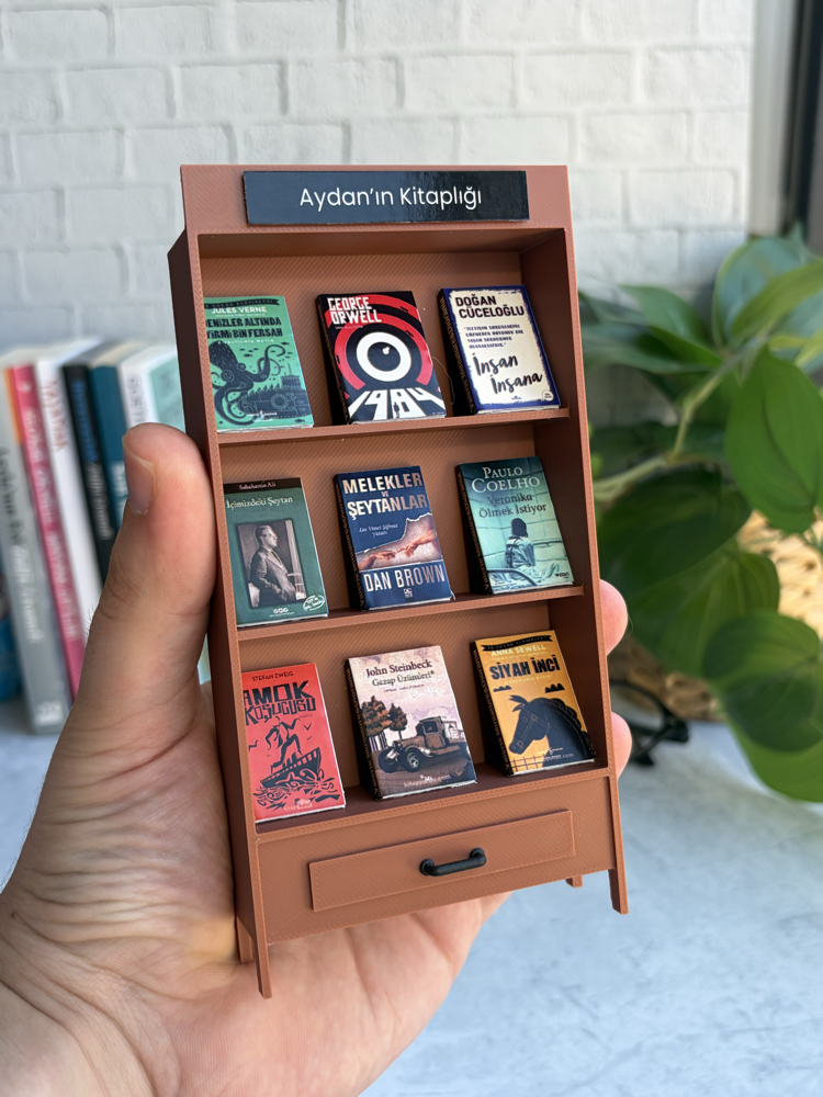 Minyatür Kitaplık Kahverengi (3D Baskı)