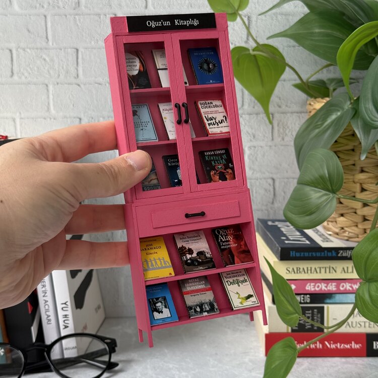 Nostalji Minyatür Kitaplık Pembe
