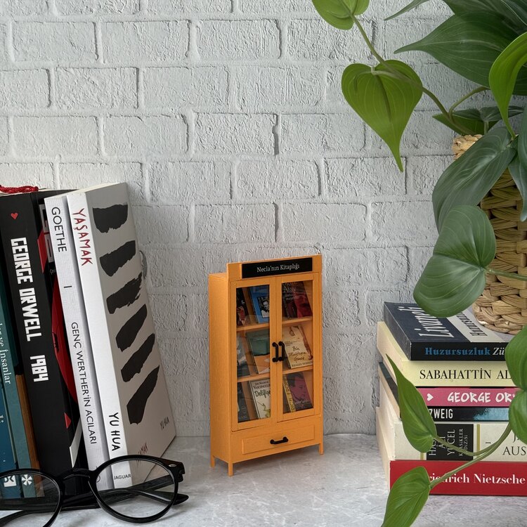 Minyatür Kitaplık Kapaklı Sarı