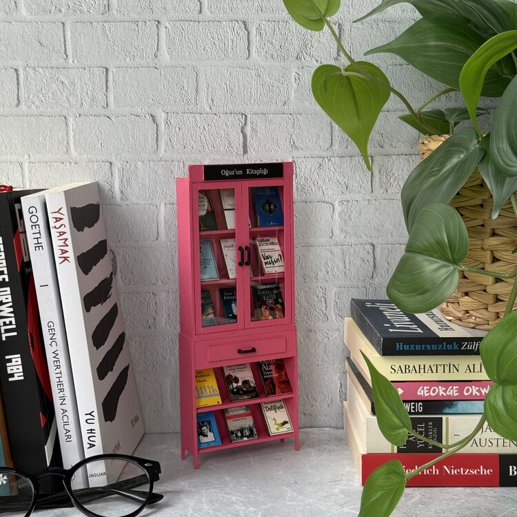 Nostalji Minyatür Kitaplık Pembe