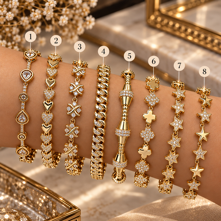 14K Altın Premium Kaplama Bileklikler VIII