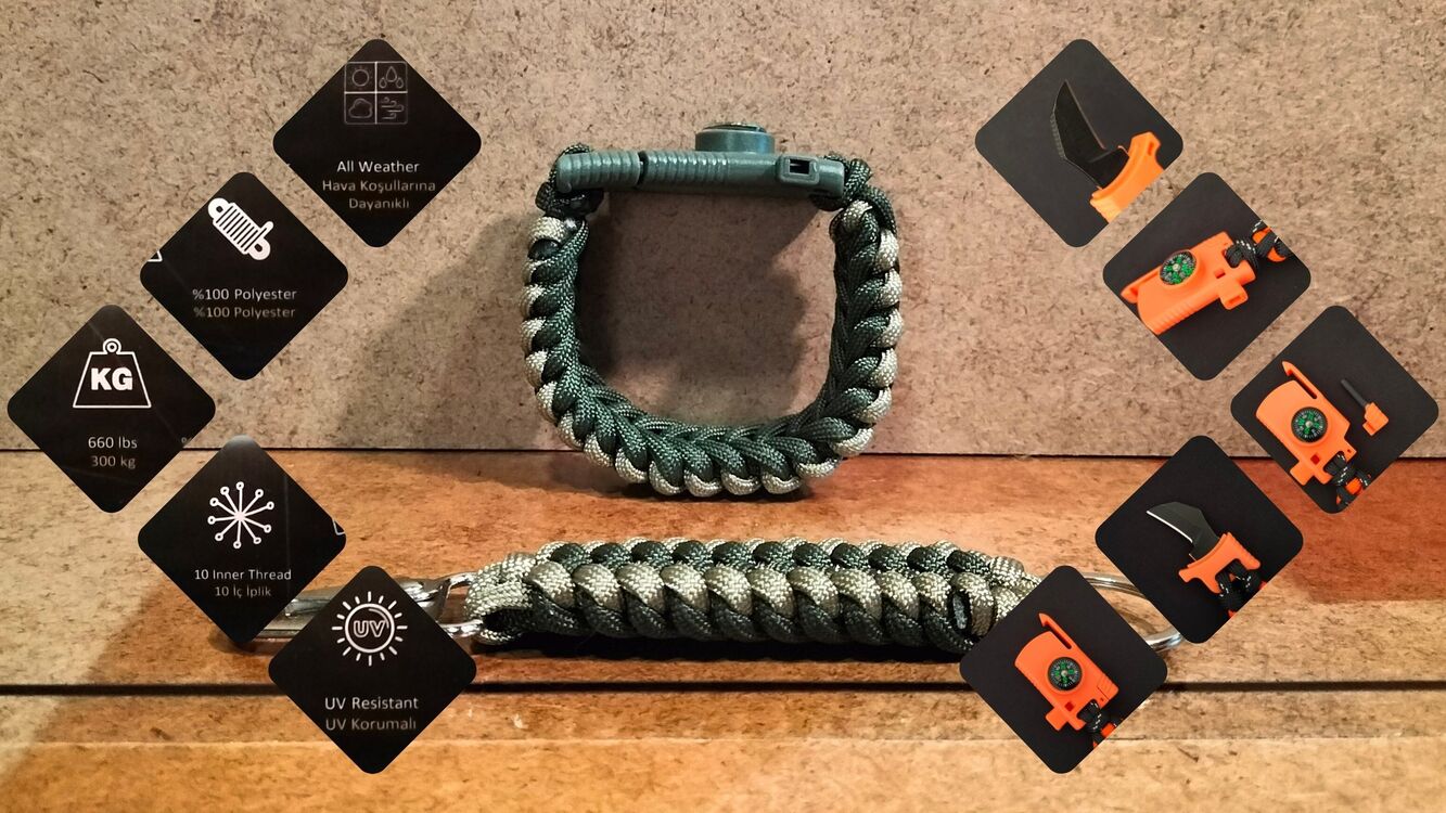 SURVIVAL BRACELET MODEL 868 BIÇAKLI SET