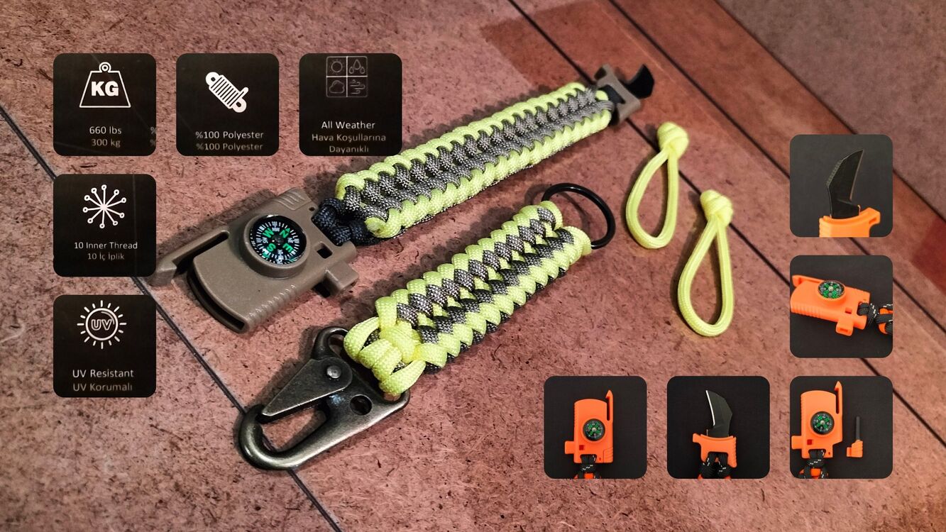 SURVIVAL BRACELET MODEL 848 BIÇAKLI SET