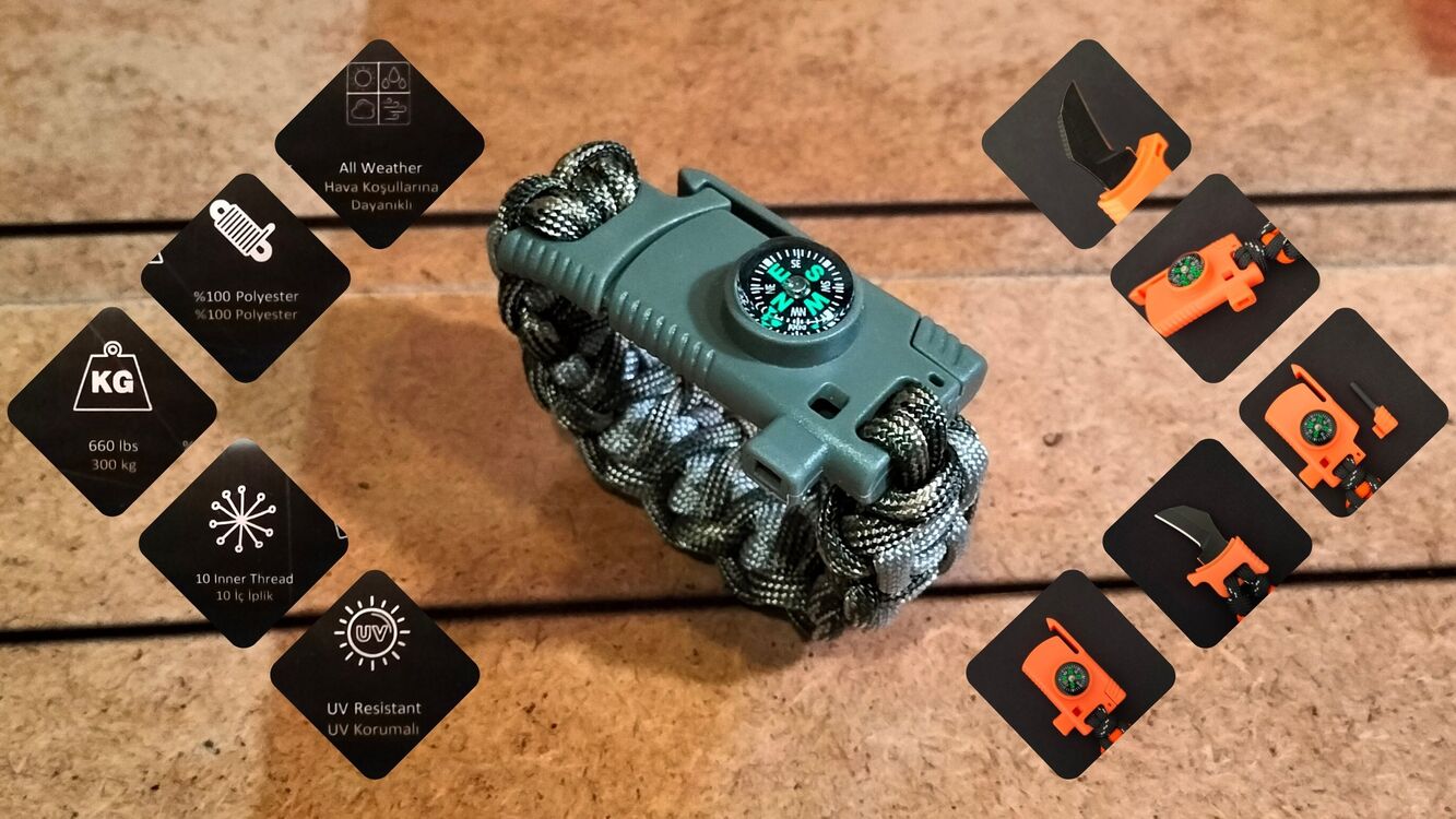 SURVIVAL BRACELET MODEL 818 BIÇAKLI