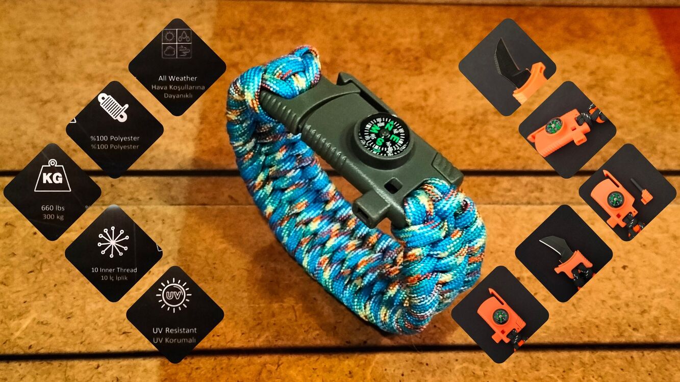 SURVIVAL BRACELET MODEL 808 BIÇAKLI