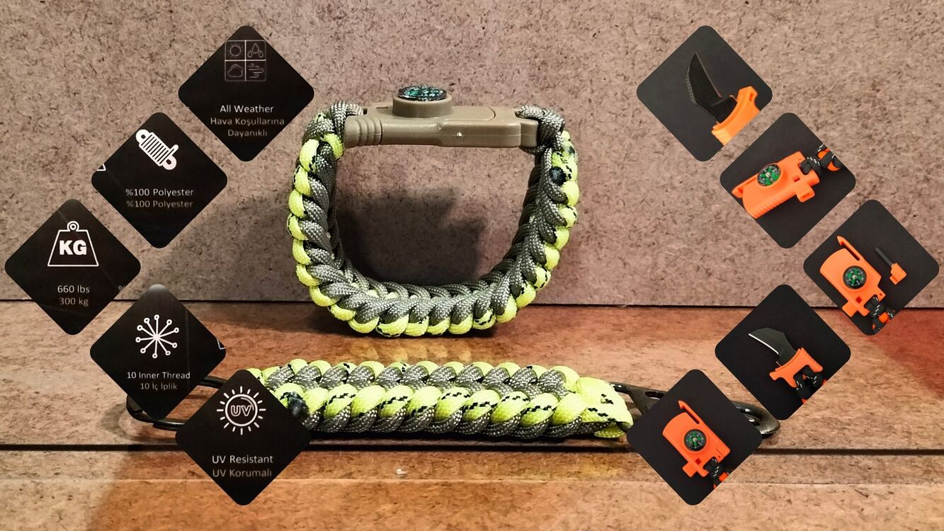 SURVIVAL BRACELET MODEL 868 BIÇAKLI SET