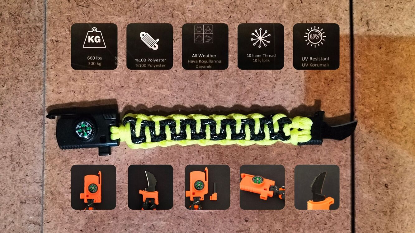 SURVIVAL BRACELET MODEL 818 BIÇAKLI