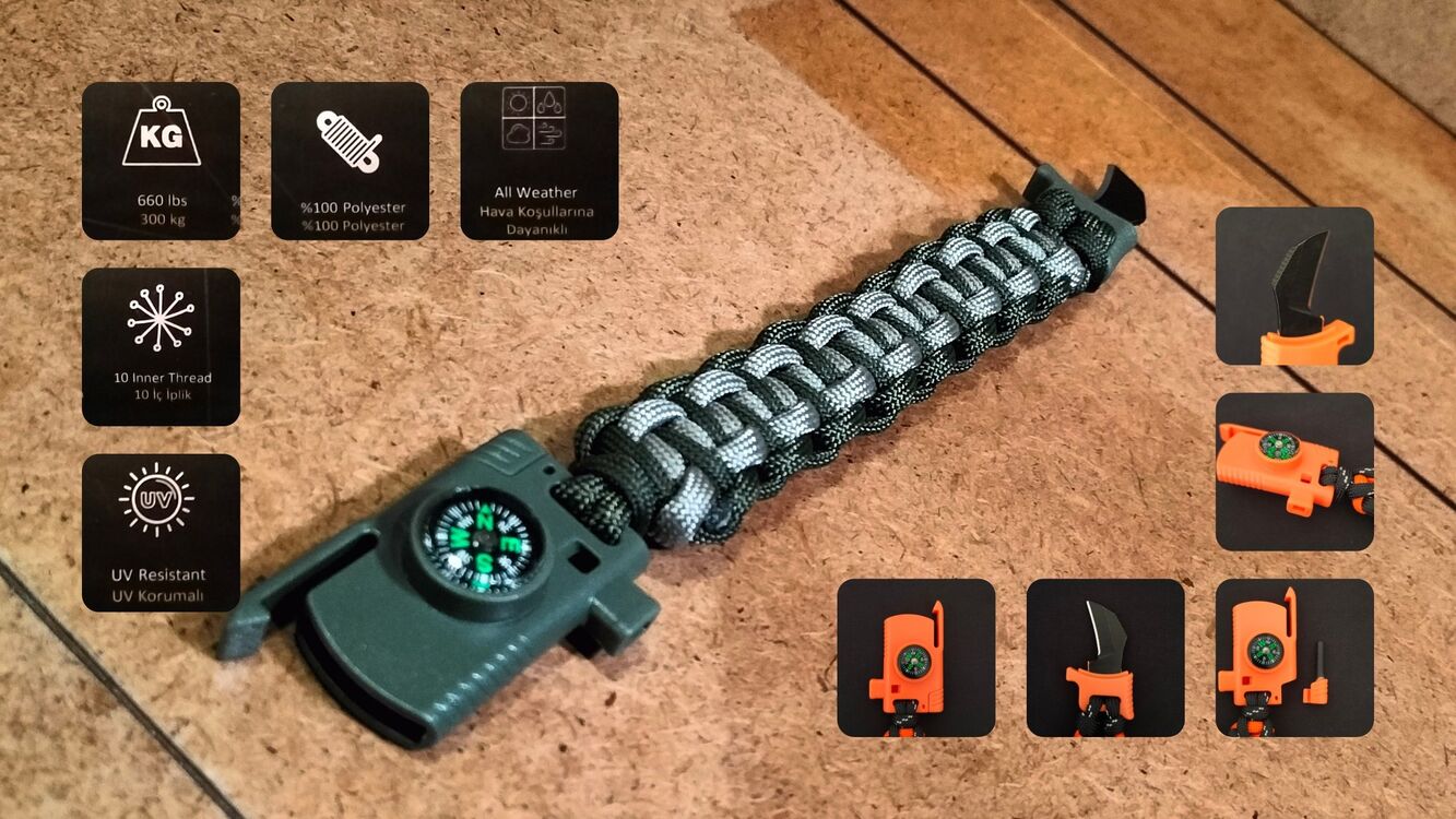 SURVIVAL BRACELET MODEL 818 BIÇAKLI