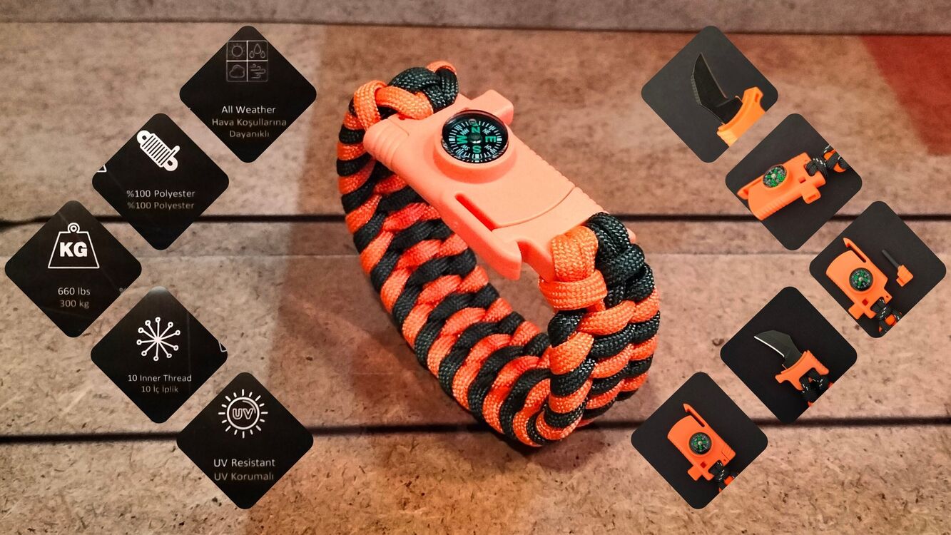 SURVIVAL BRACELET MODEL 808 BIÇAKLI