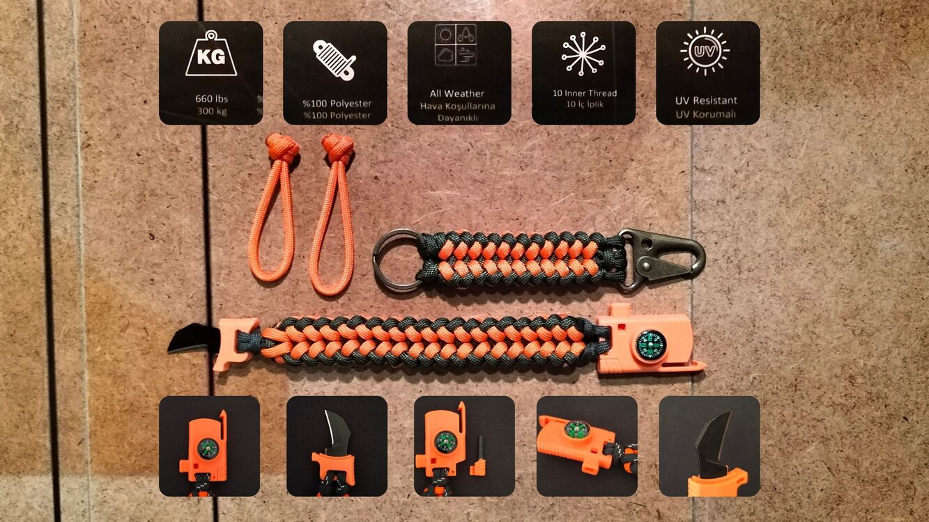 SURVIVAL BRACELET MODEL 848 BIÇAKLI SET
