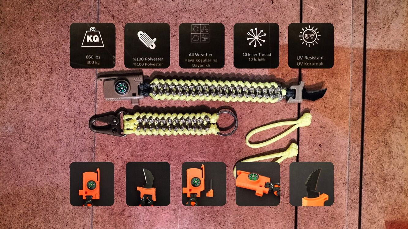 SURVIVAL BRACELET MODEL 848 BIÇAKLI SET