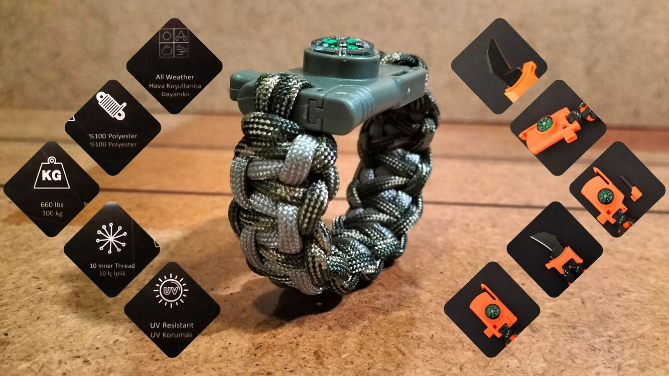 SURVIVAL BRACELET MODEL 818 BIÇAKLI