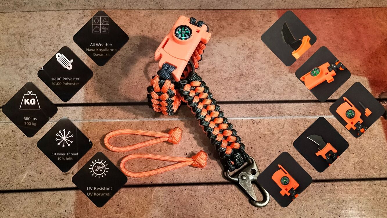 SURVIVAL BRACELET MODEL 848 BIÇAKLI SET