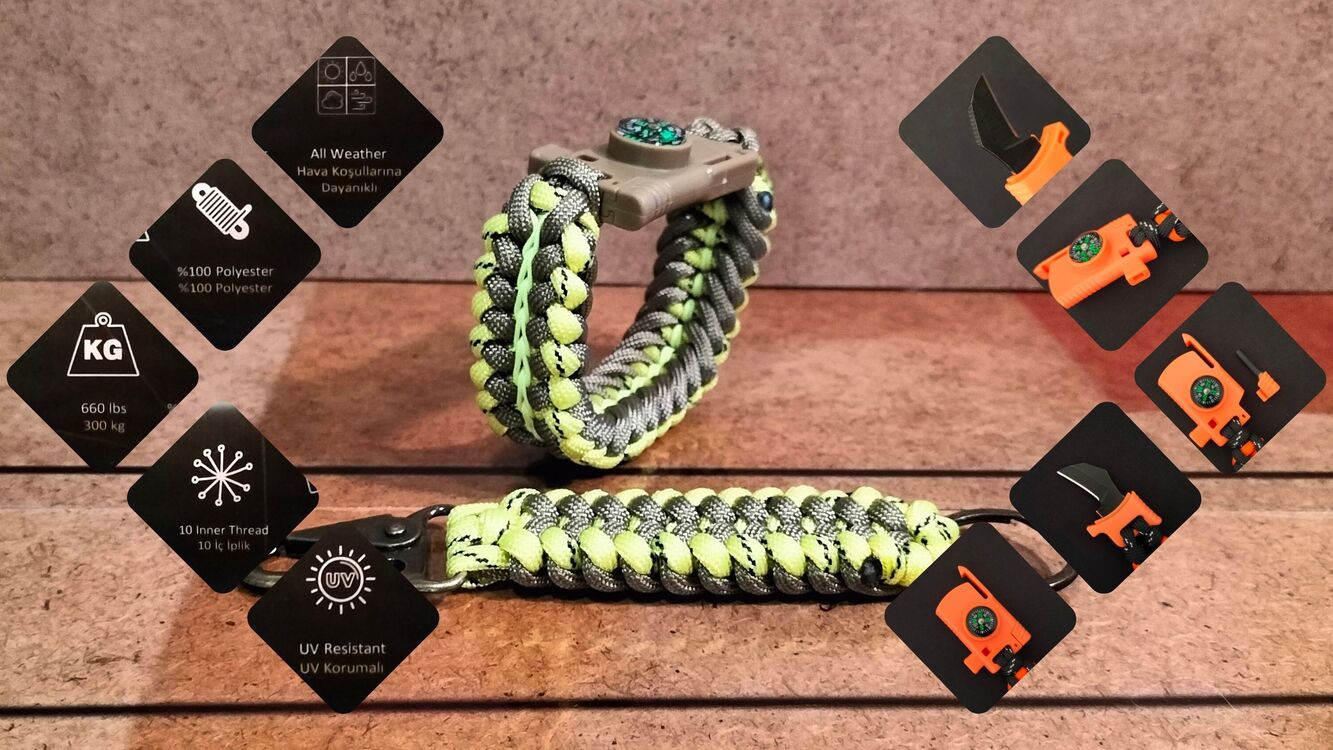 SURVIVAL BRACELET MODEL 868 BIÇAKLI SET