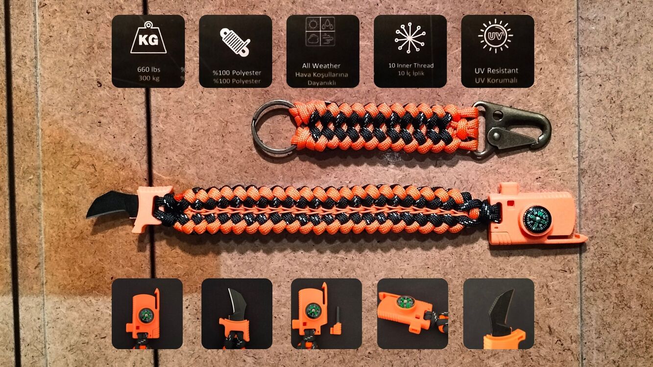 SURVIVAL BRACELET MODEL 868 BIÇAKLI SET
