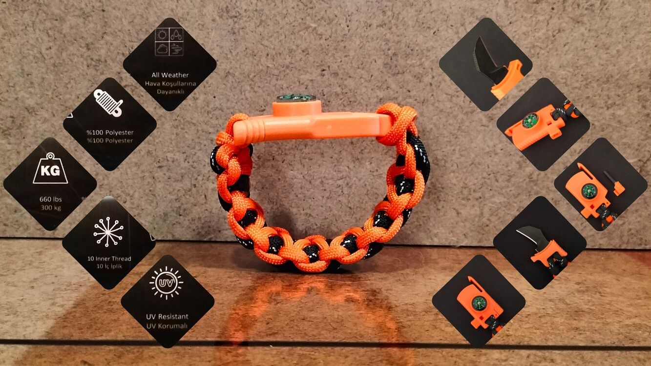 SURVIVAL BRACELET MODEL 818 BIÇAKLI