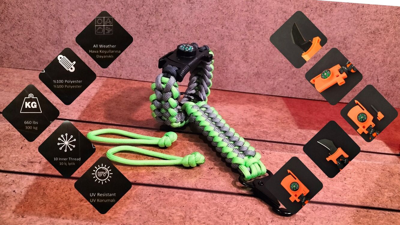 SURVIVAL BRACELET MODEL 848 BIÇAKLI SET