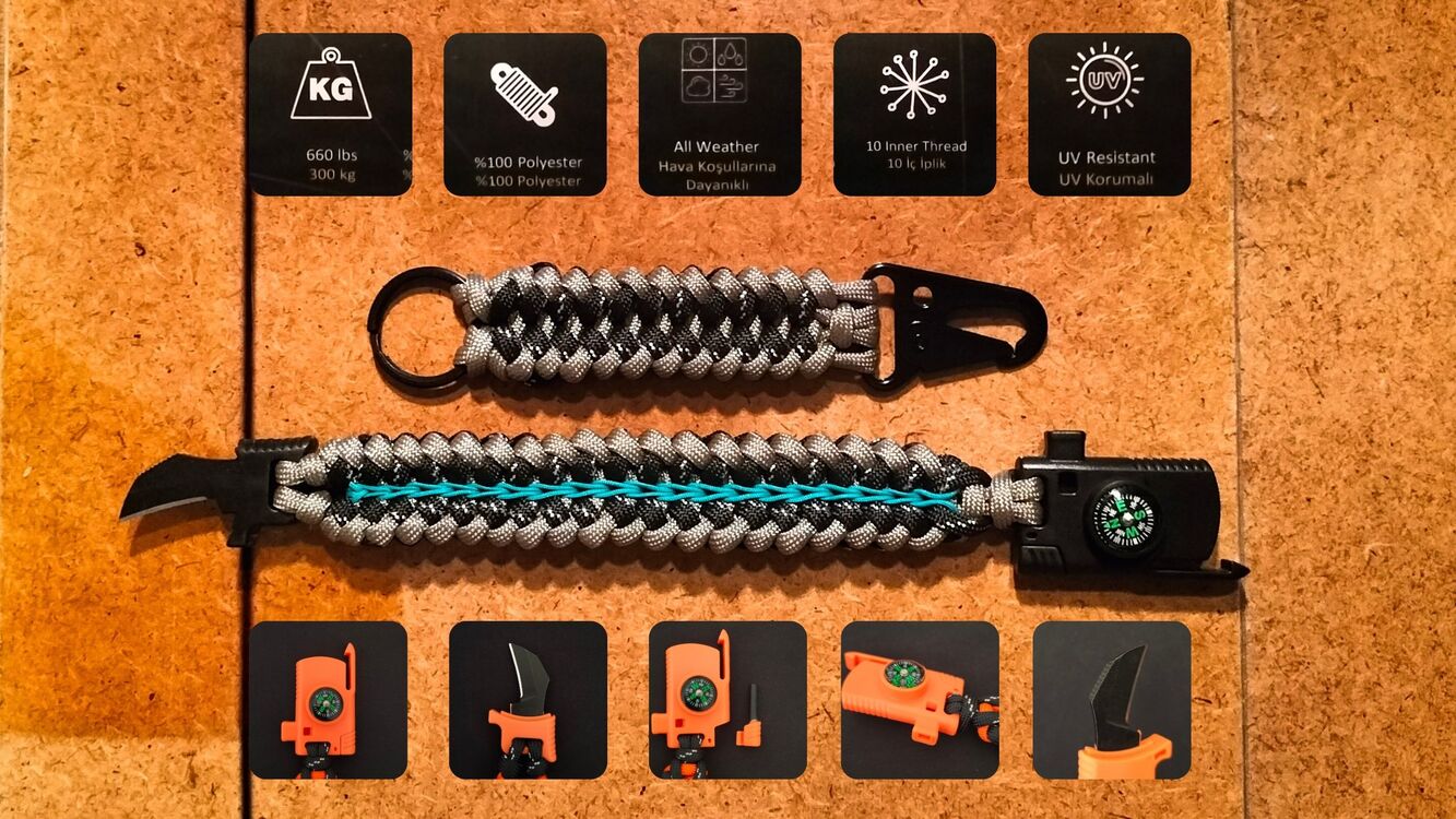 SURVIVAL BRACELET MODEL 868 BIÇAKLI SET
