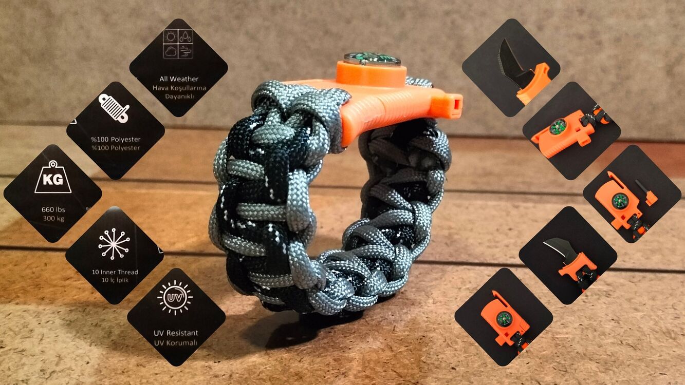 SURVIVAL BRACELET MODEL 818 BIÇAKLI