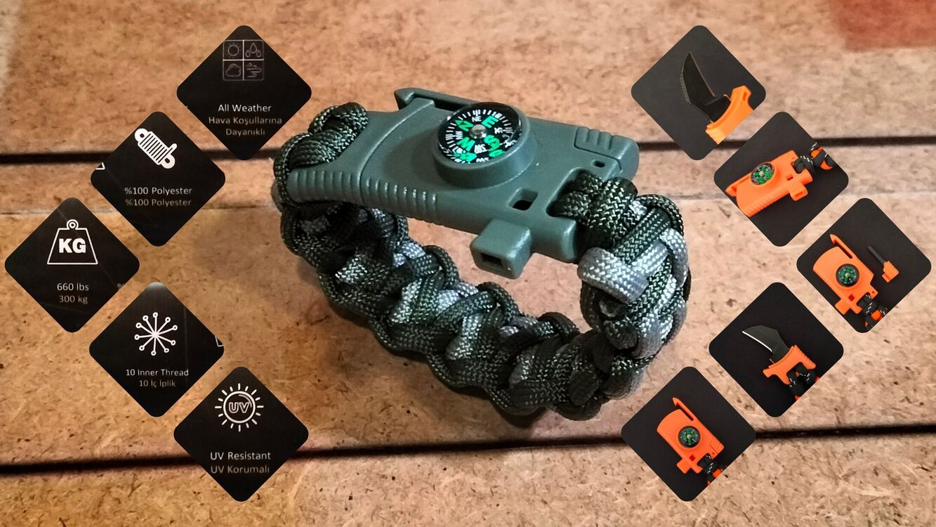 SURVIVAL BRACELET MODEL 818 BIÇAKLI