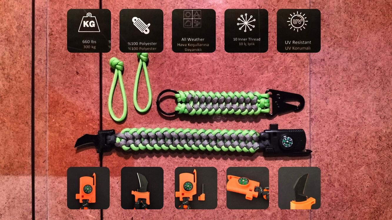 SURVIVAL BRACELET MODEL 848 BIÇAKLI SET