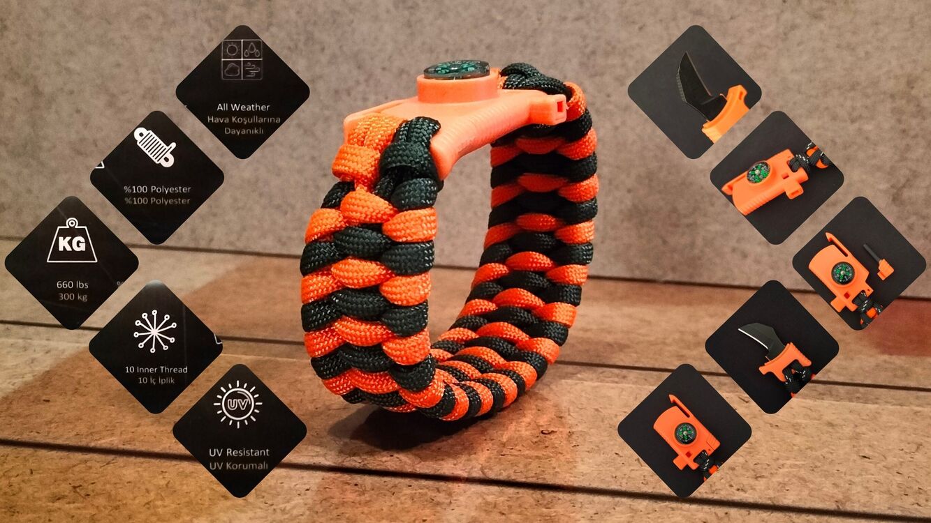 SURVIVAL BRACELET MODEL 808 BIÇAKLI