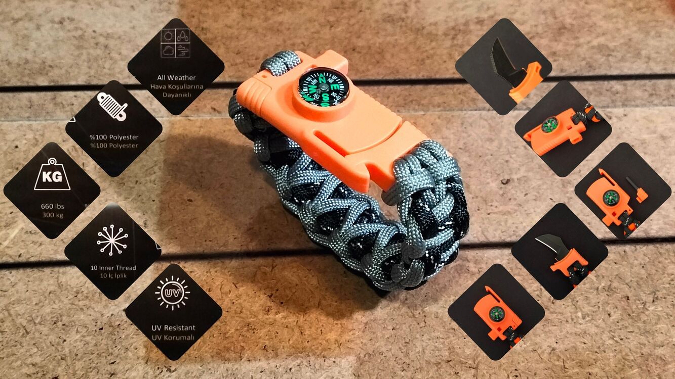 SURVIVAL BRACELET MODEL 818 BIÇAKLI