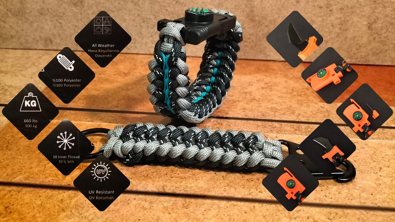SURVIVAL BRACELET MODEL 868 BIÇAKLI SET