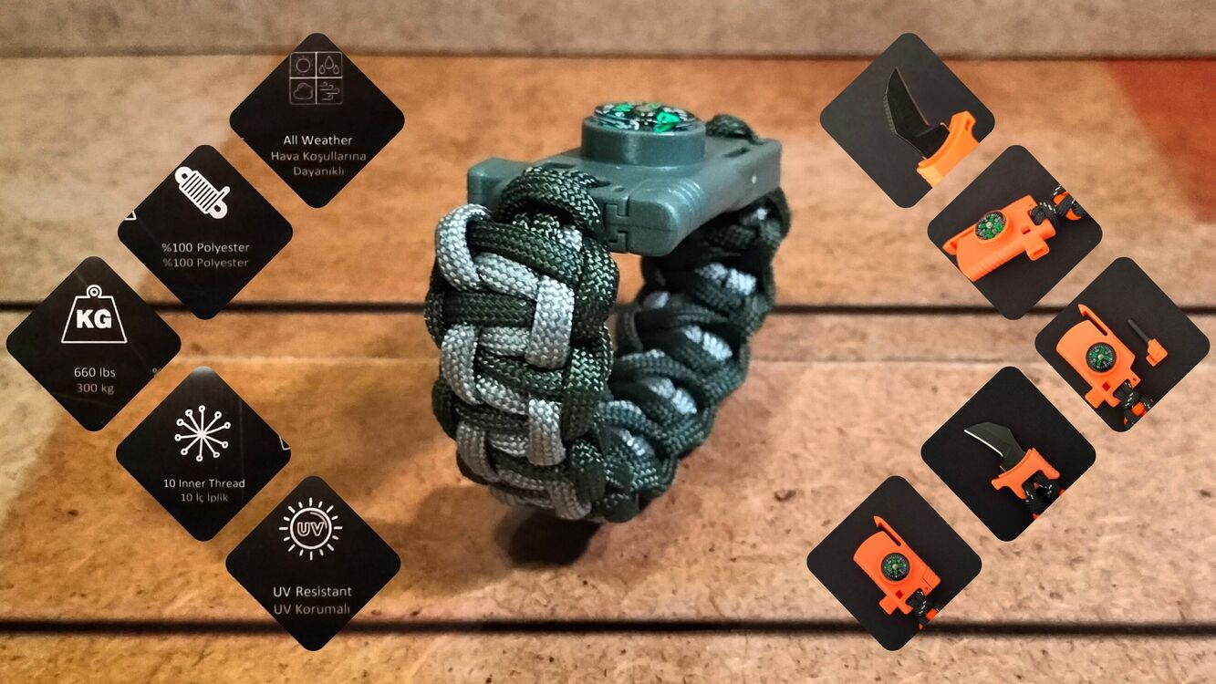 SURVIVAL BRACELET MODEL 818 BIÇAKLI