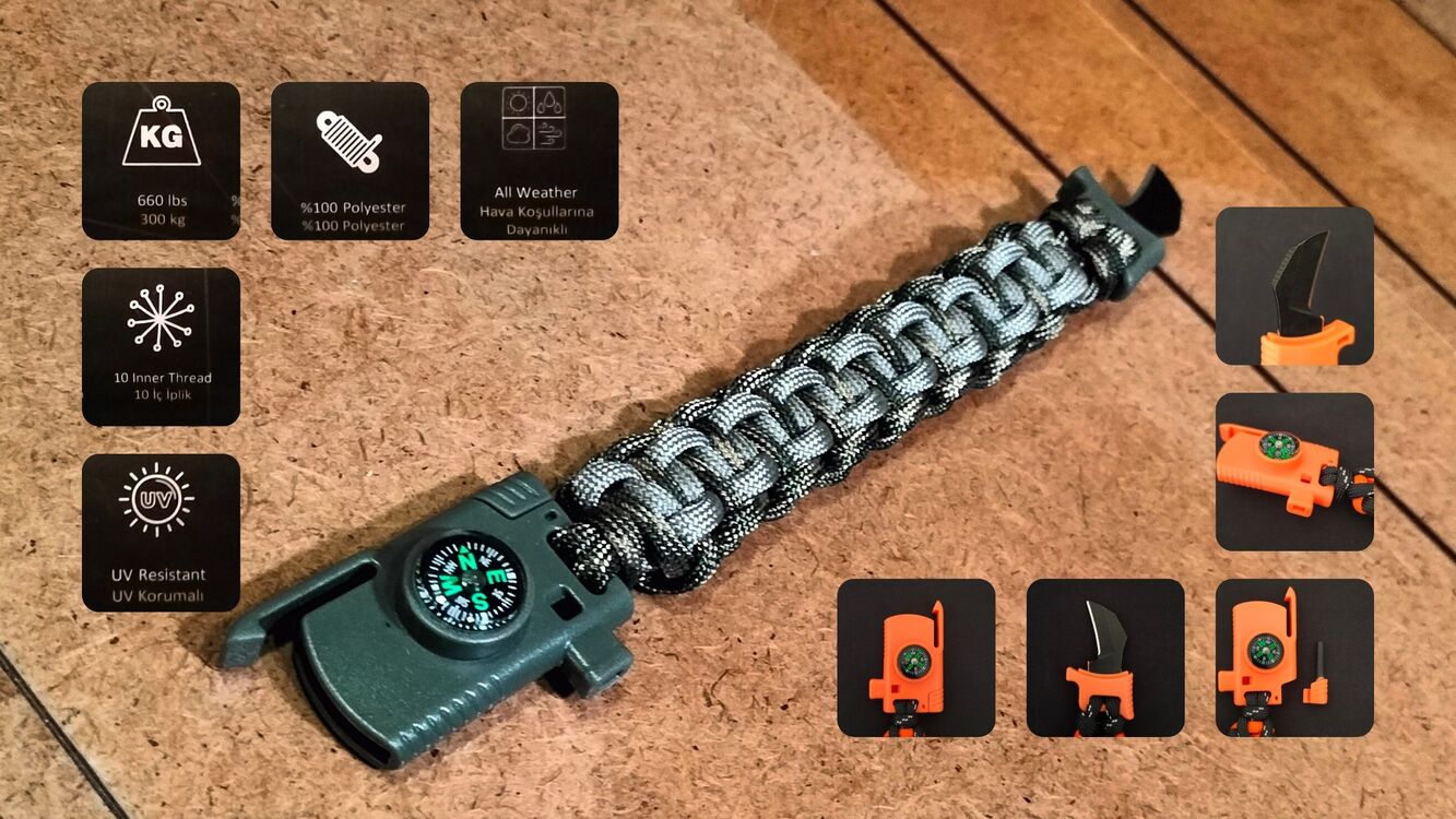SURVIVAL BRACELET MODEL 818 BIÇAKLI