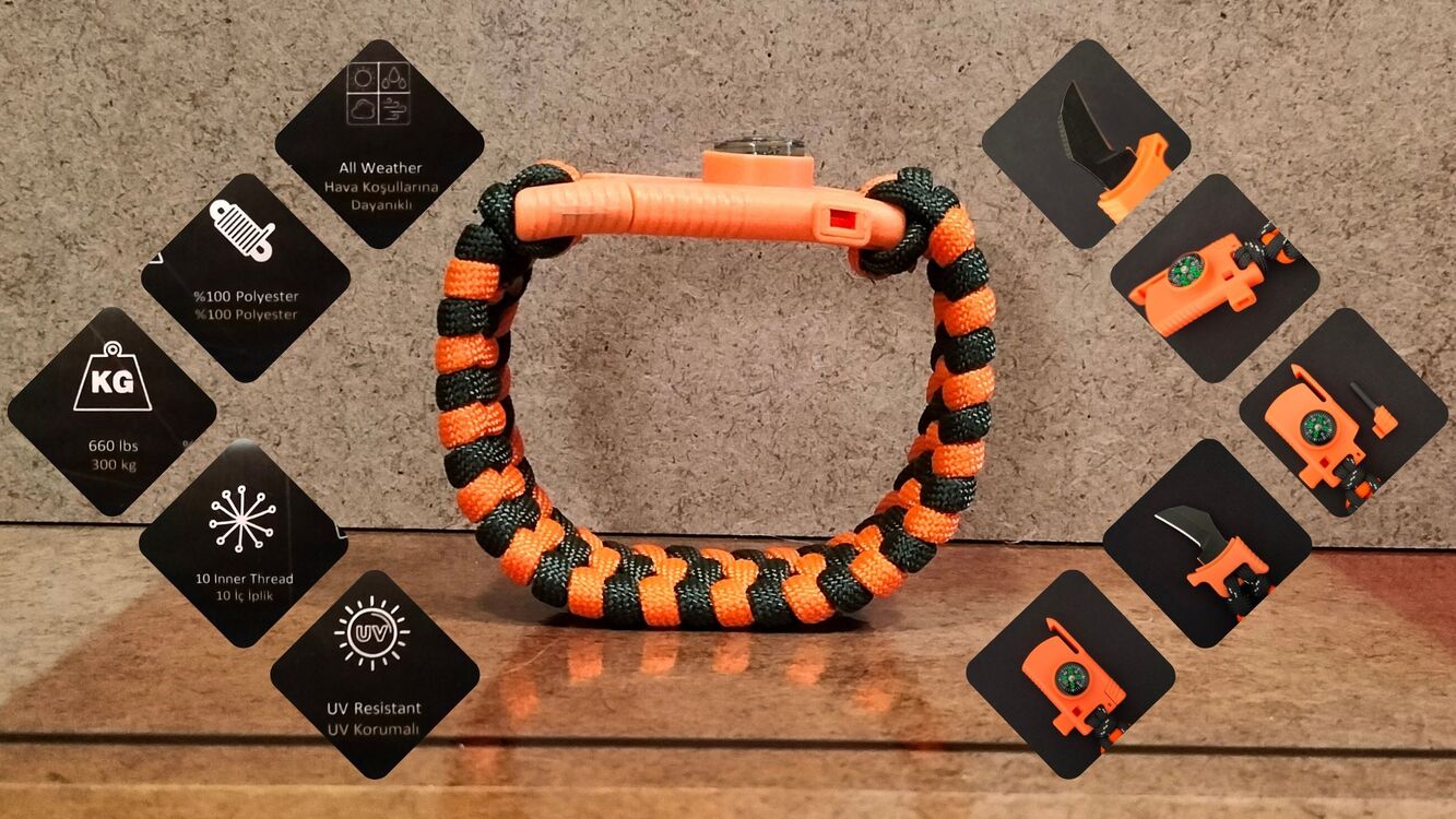 SURVIVAL BRACELET MODEL 808 BIÇAKLI