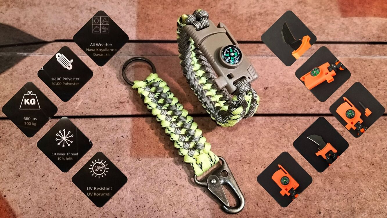 SURVIVAL BRACELET MODEL 868 BIÇAKLI SET
