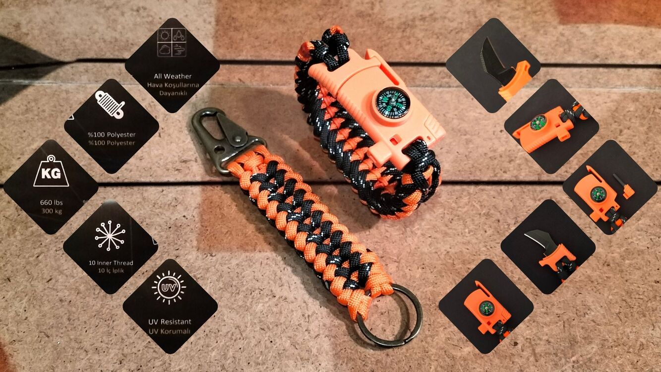 SURVIVAL BRACELET MODEL 868 BIÇAKLI SET