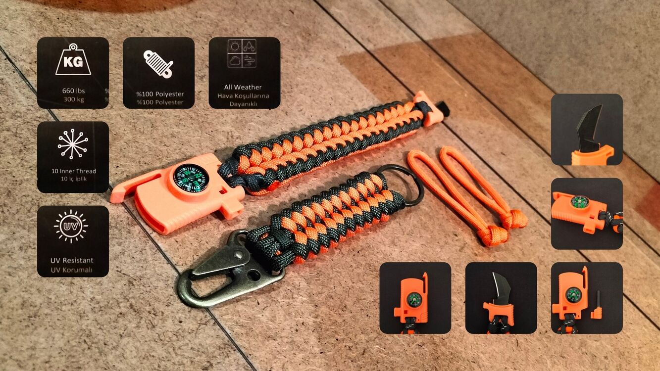 SURVIVAL BRACELET MODEL 848 BIÇAKLI SET