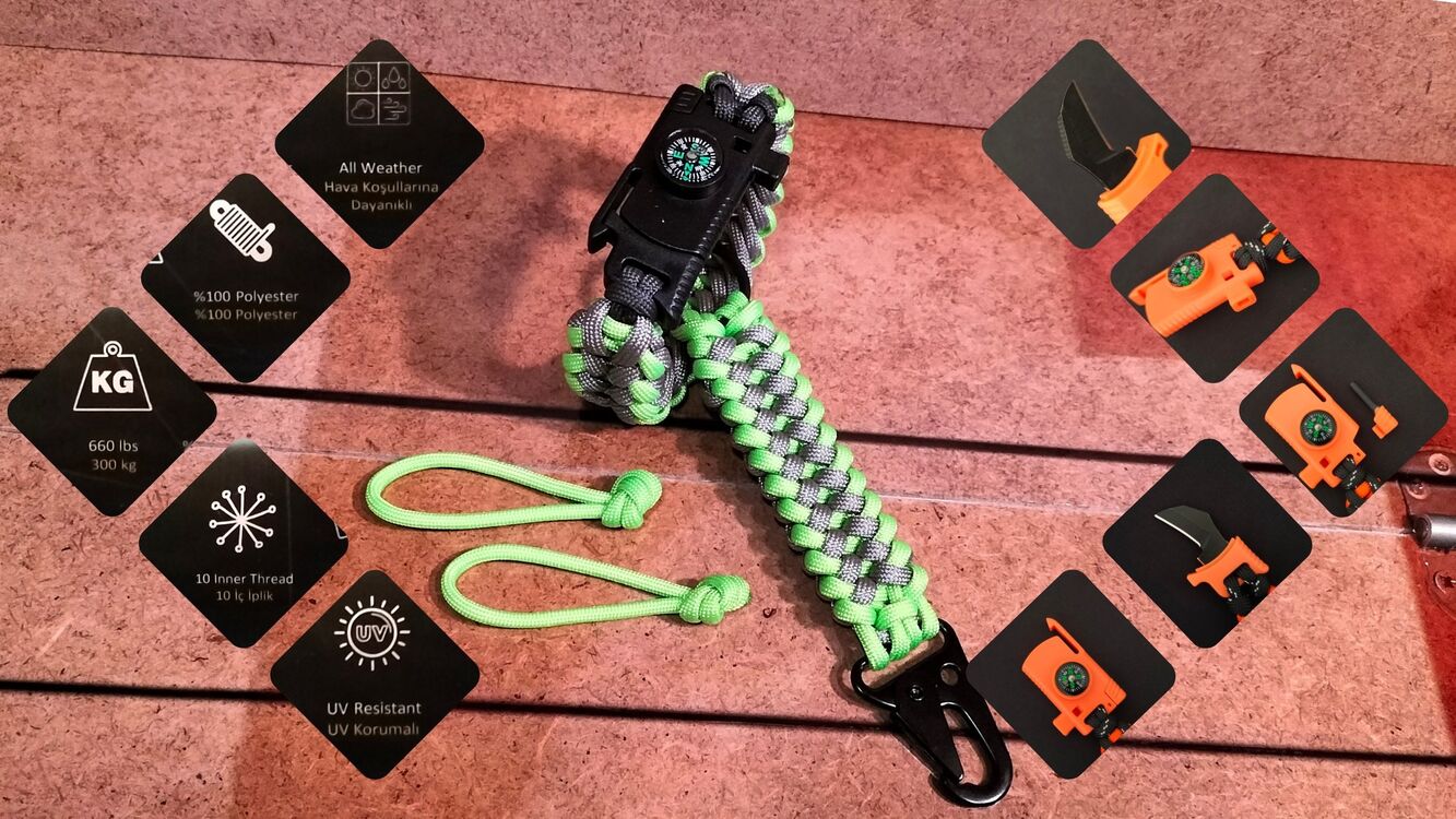 SURVIVAL BRACELET MODEL 848 BIÇAKLI SET