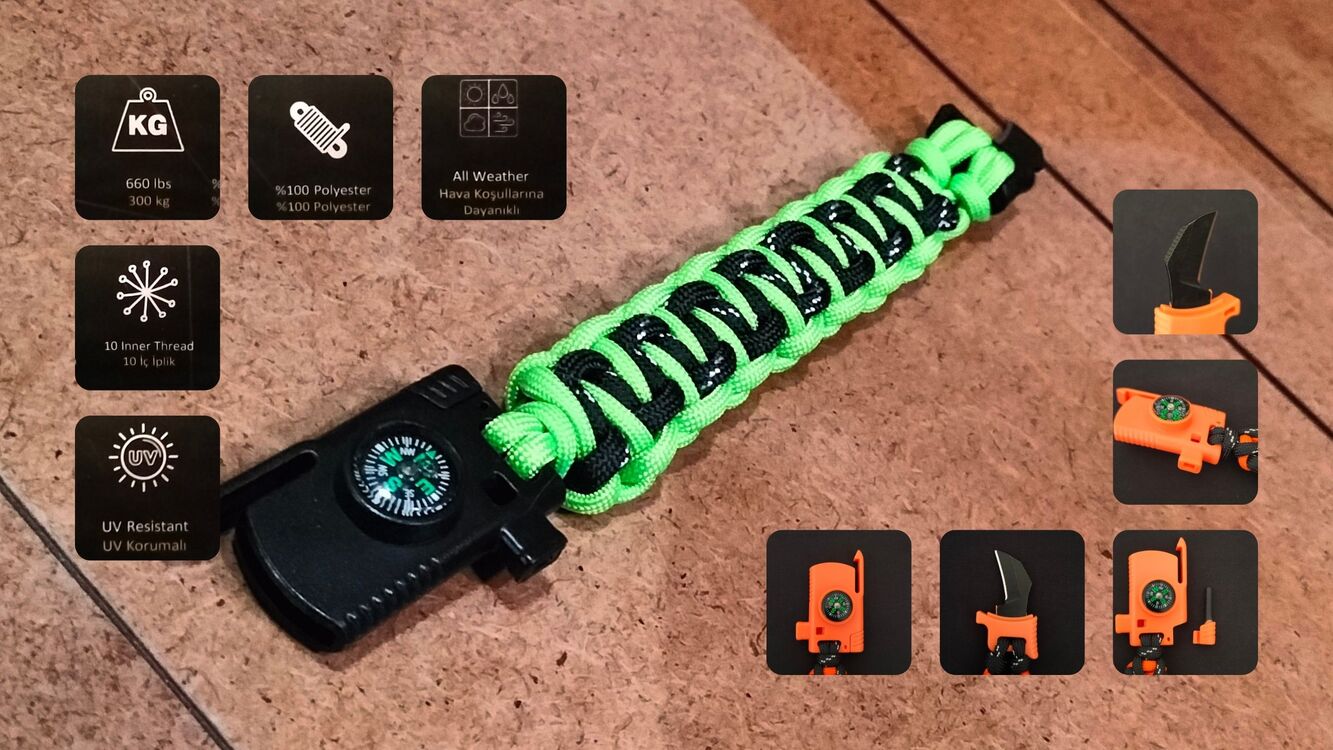 SURVIVAL BRACELET MODEL 818 BIÇAKLI