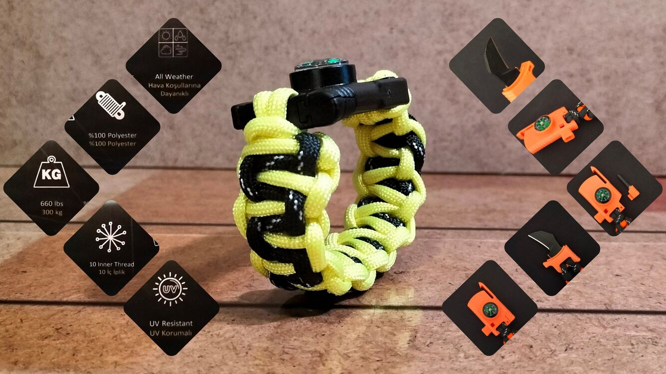 SURVIVAL BRACELET MODEL 818 BIÇAKLI