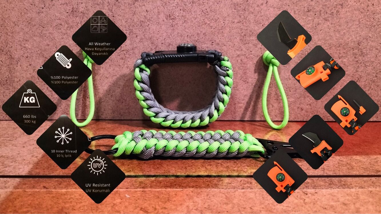 SURVIVAL BRACELET MODEL 848 BIÇAKLI SET