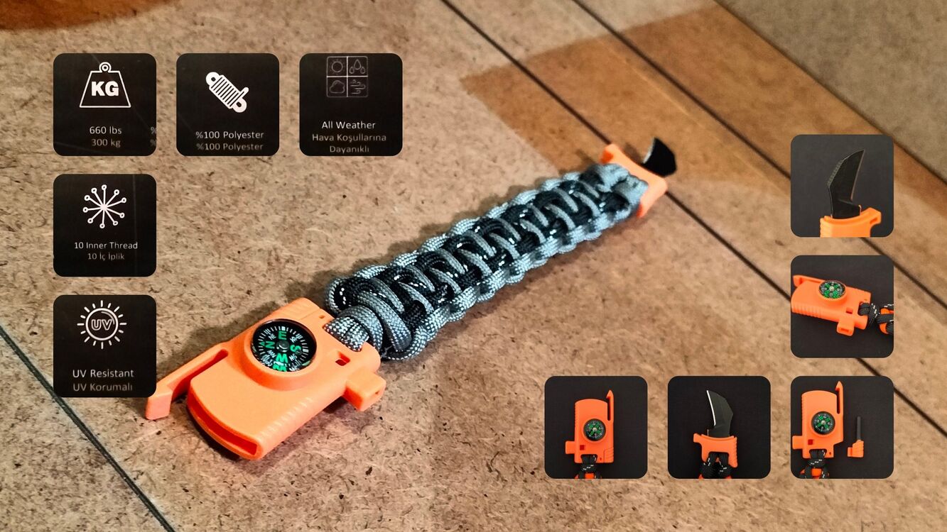 SURVIVAL BRACELET MODEL 818 BIÇAKLI