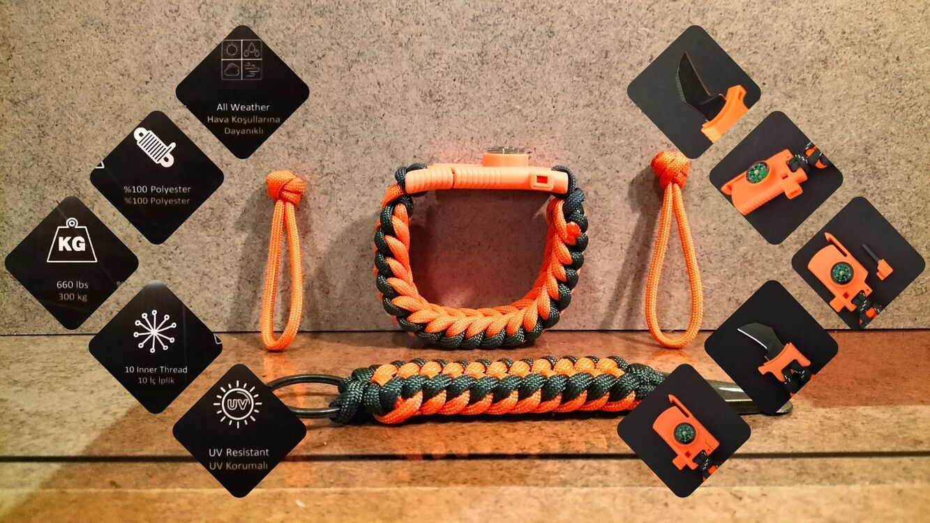SURVIVAL BRACELET MODEL 848 BIÇAKLI SET