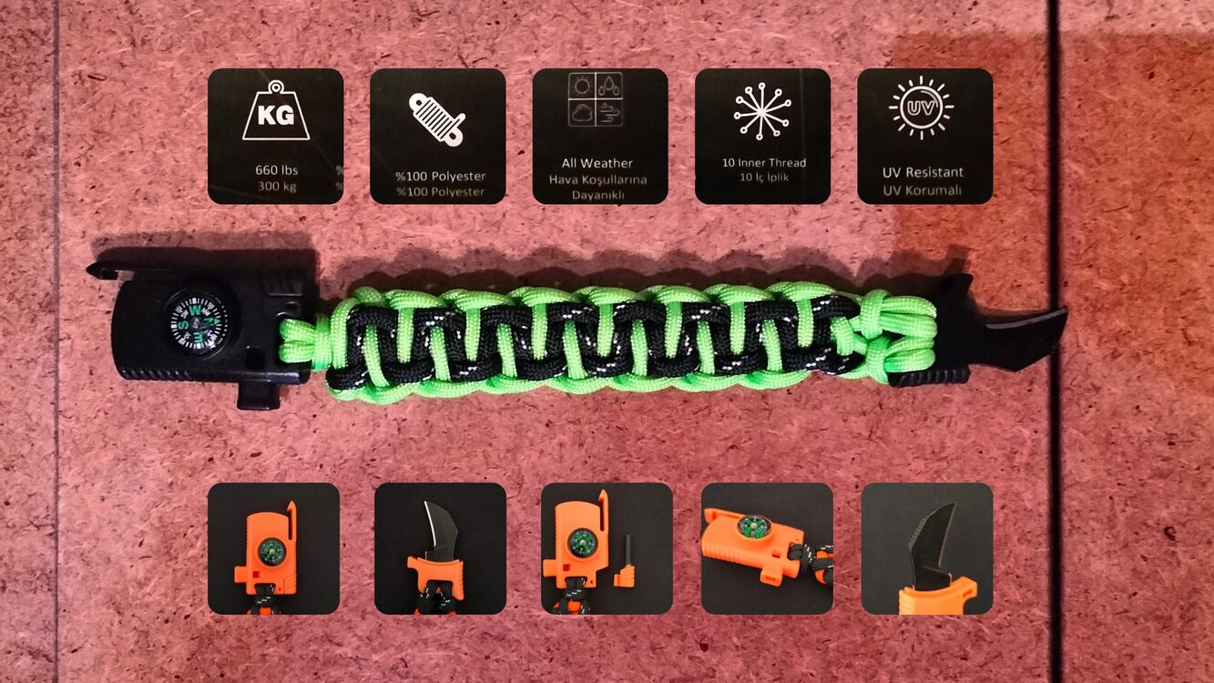 SURVIVAL BRACELET MODEL 818 BIÇAKLI