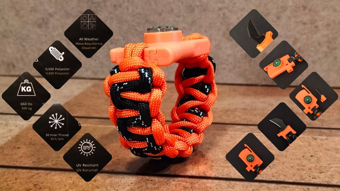 SURVIVAL BRACELET MODEL 818 BIÇAKLI