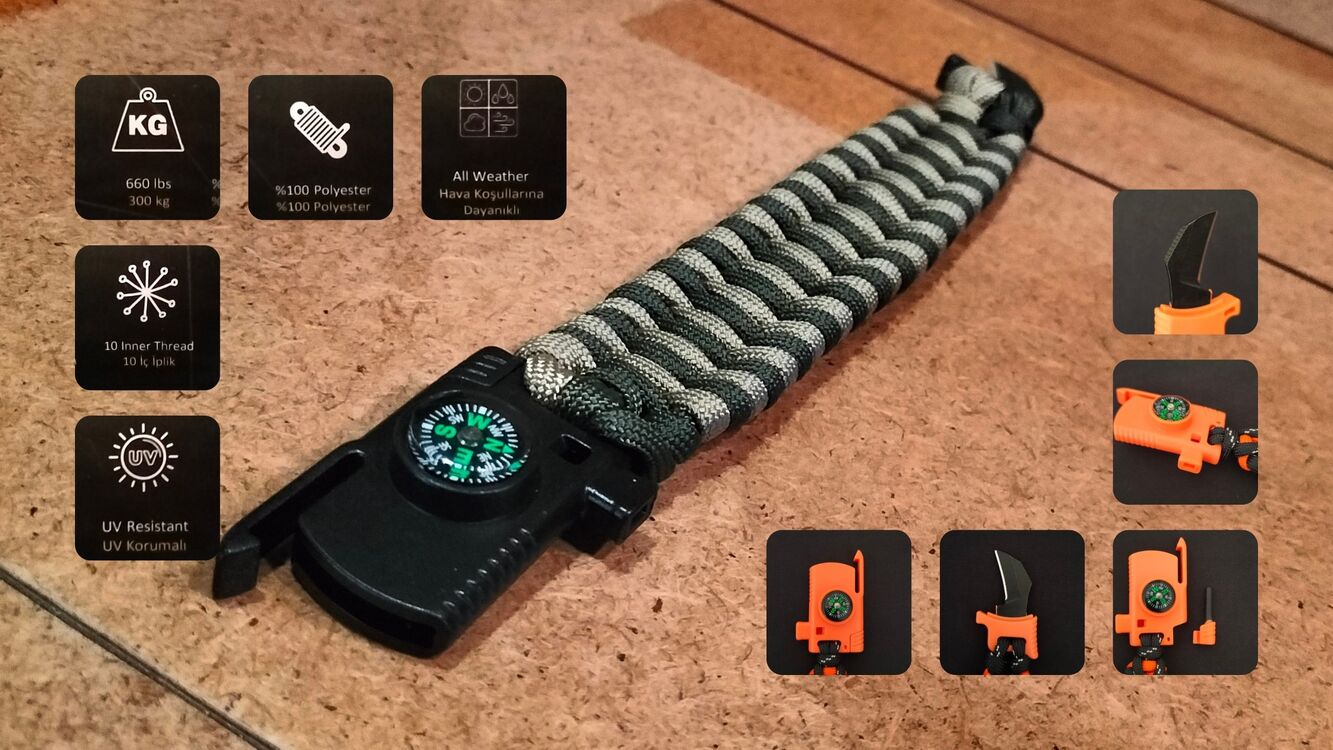 SURVIVAL BRACELET MODEL 808 BIÇAKLI
