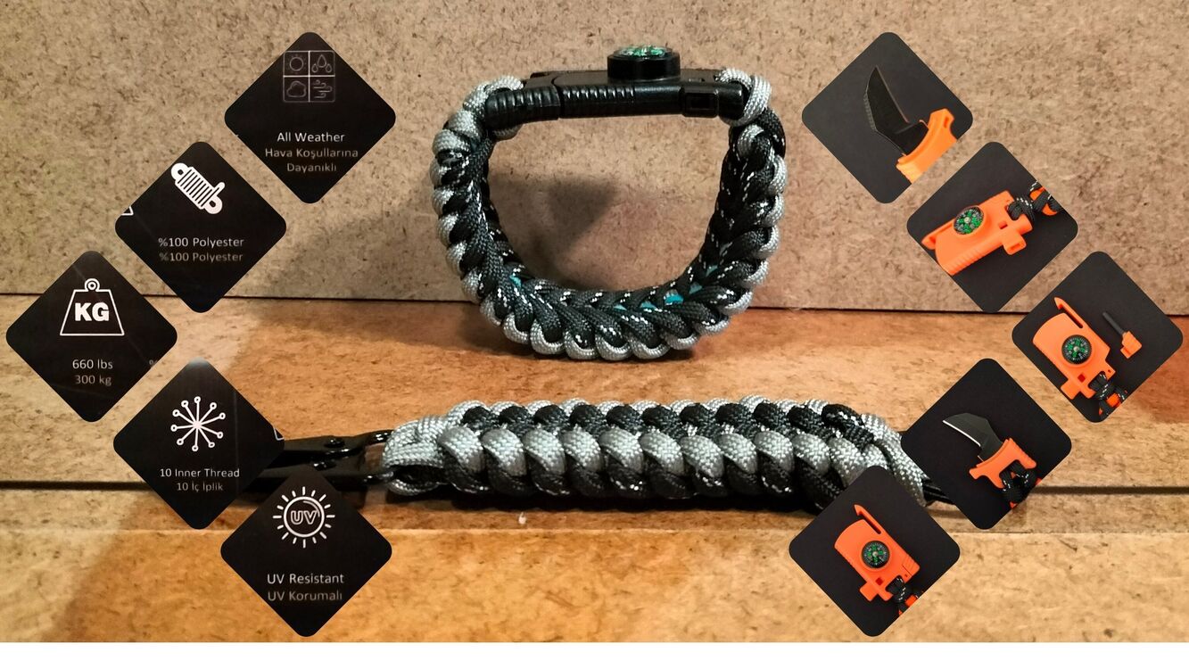 SURVIVAL BRACELET MODEL 868 BIÇAKLI SET