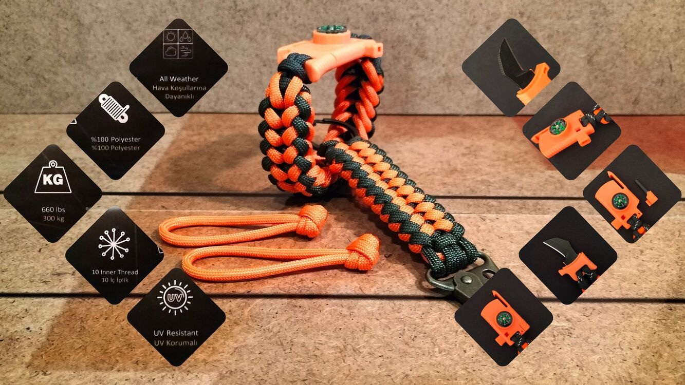 SURVIVAL BRACELET MODEL 848 BIÇAKLI SET