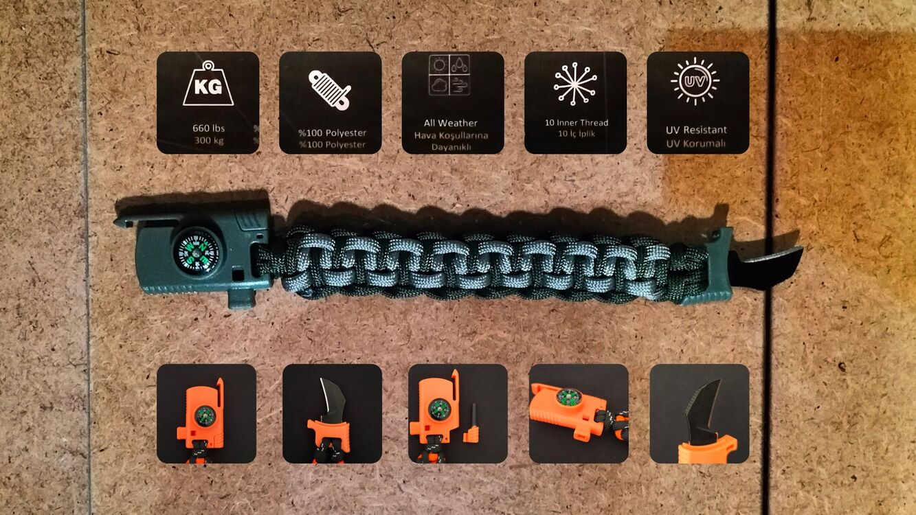 SURVIVAL BRACELET MODEL 818 BIÇAKLI