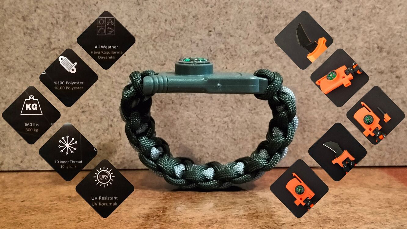 SURVIVAL BRACELET MODEL 818 BIÇAKLI
