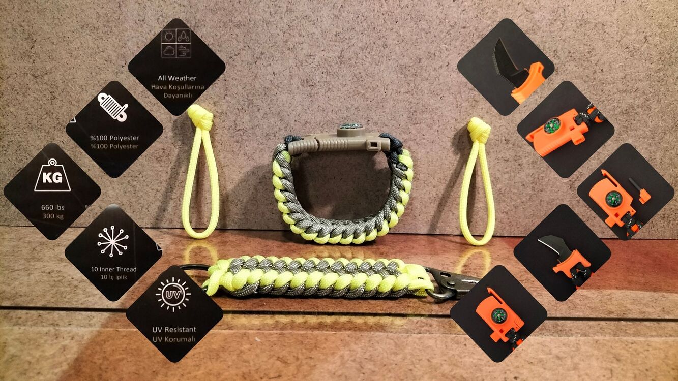 SURVIVAL BRACELET MODEL 848 BIÇAKLI SET