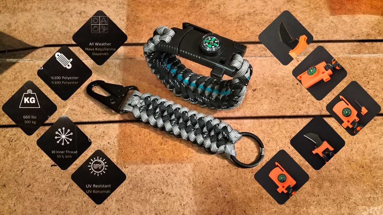 SURVIVAL BRACELET MODEL 868 BIÇAKLI SET